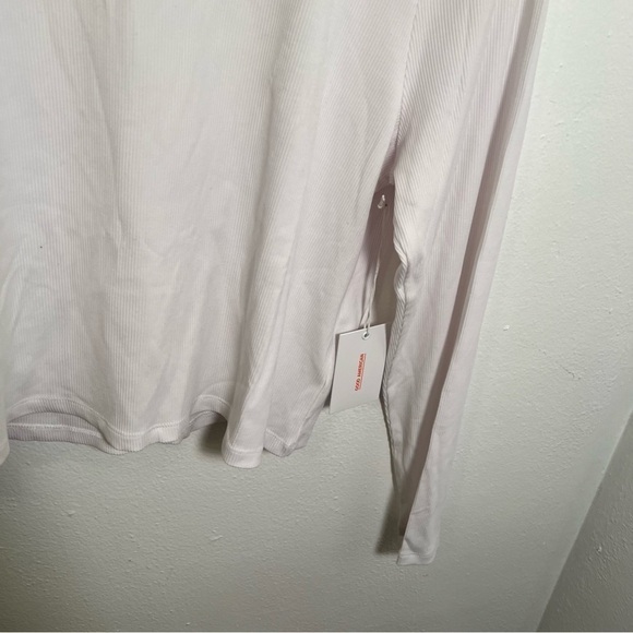 Good American Long Sleeve Cropped Crewneck Top White - Picture 8 of 15